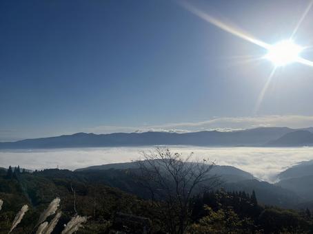 雲海 雲海,斑尾高原,飯山の写真素材