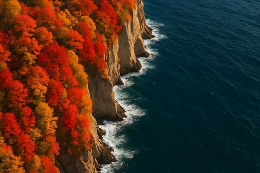 紅葉断崖と青海 紅葉断崖と青海の写真