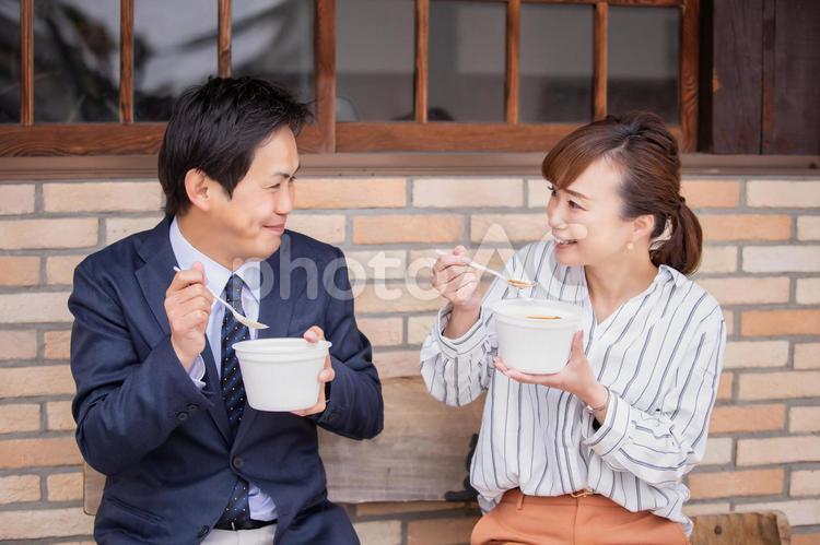 カジュアルビジネスの会社員 グルメ,食べ歩き,美味しいの写真素材
