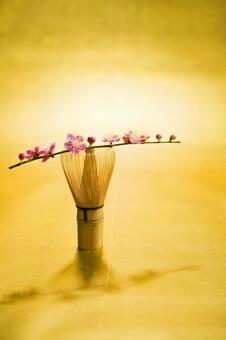 梅の花29 梅の花,なつめ,茶筅の写真素材