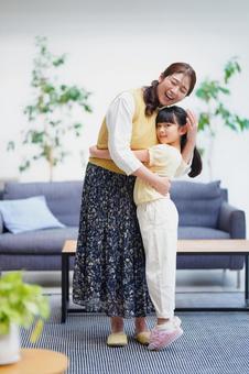 Mother and child hugging each other with smiles, mother, daughter, to hug, JPG