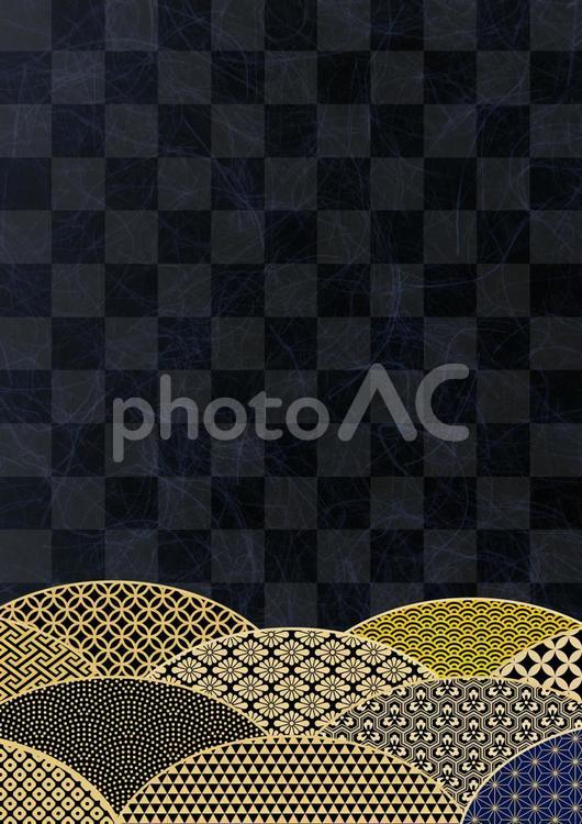 黒色和紙和柄パターンテクスチャ背景素材-縦長 背景,和風,和柄の写真素材