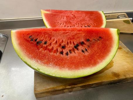 Photo, watermelon, vegetables, cross section, 