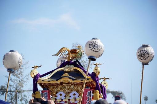 祭りの神輿と提灯の装飾 祭り,イベント,夏の写真素材