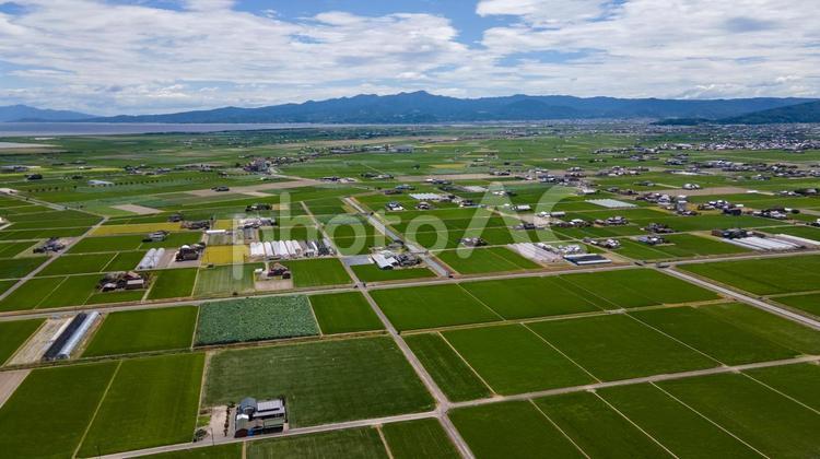佐賀県杵島郡白石町の風景　空撮写真 佐賀,白石町,佐賀県の写真素材