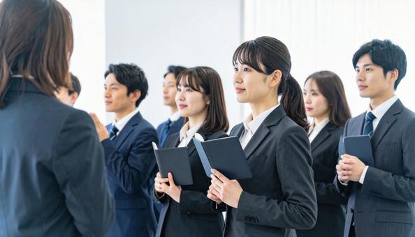 社員による一斉唱和と朝礼 社員による一斉唱和と朝礼の写真