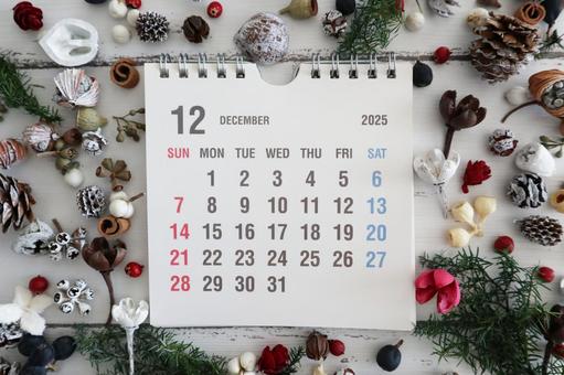 2025年12月のカレンダー素材 カレンダー,2025年12月,12月の写真素材