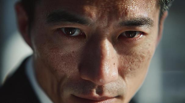 スーツの男性の顔のアップショット スーツの男性の顔のアップショットの写真