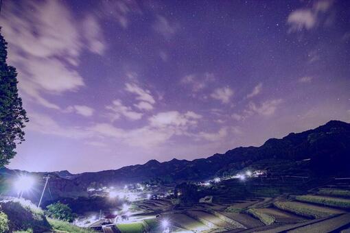 棚田の夜空 棚田の夜空の写真