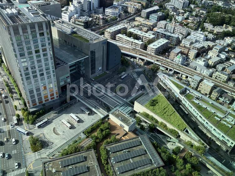 二子玉川の駅前　俯瞰 二子玉川,二子玉川駅,バスターミナルの写真素材