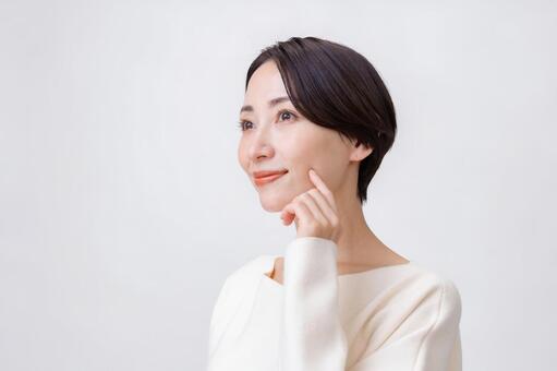 肌に触れる女性 美容,スキンケア,美肌の写真素材