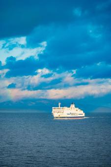 青森　北海道　津軽海峡フェリーの風景の写真