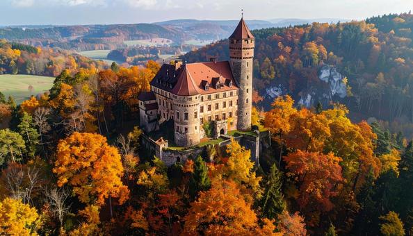 秋の古城の写真