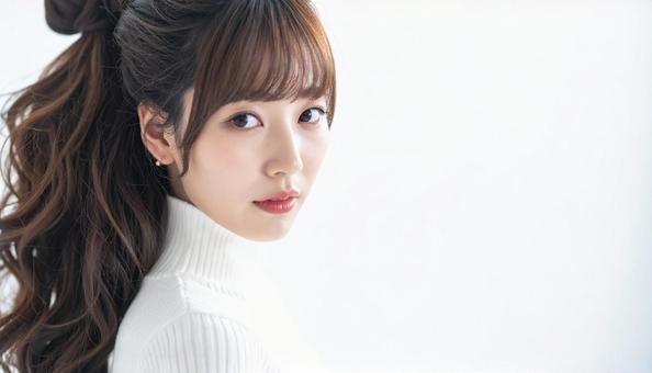タートルネックを着た若い女性 タートルネックを着た若い女性の写真