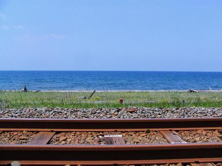 線路と海岸線 線路,海岸線,海の写真素材