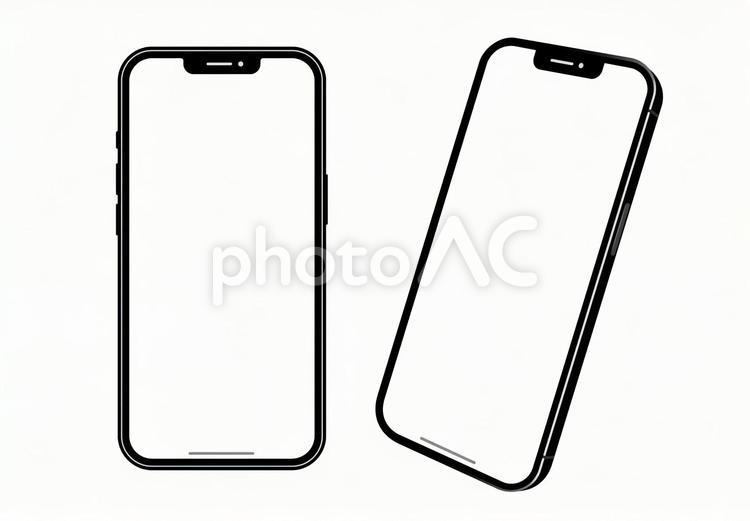 画面/背景透明PSD　スマホ正面&斜め スマホ,スマートフォン,画面の写真素材