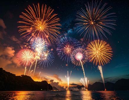打ち上げ花火 打ち上げ花火の写真