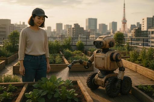 屋上菜園を管理するロボット 屋上菜園を管理するロボットの写真