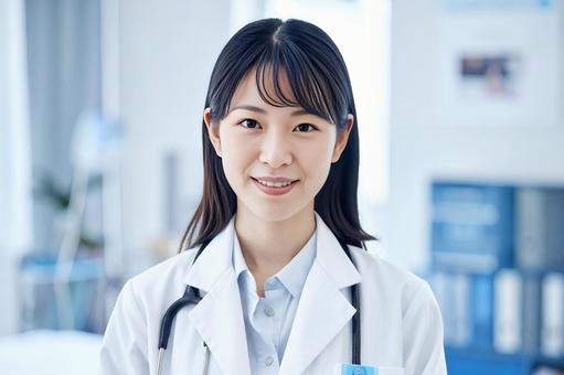 優しい笑顔を見せる女性医師 優しい笑顔を見せる女性医師の写真