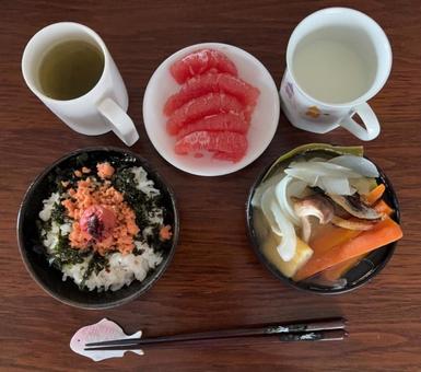 Photo, breakfast, government stockpiled rice, rice, 