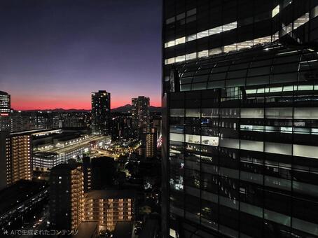 マジックアワー　夕暮れ 風景,秋,初冬の写真素材