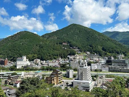 岐阜県「高台から望む下呂温泉の風景」 下呂温泉,下呂市,飛騨の写真素材