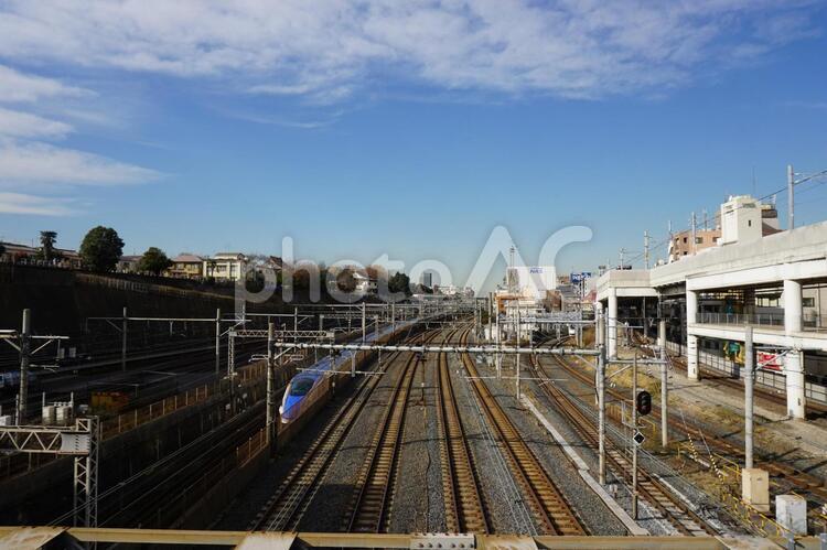 日暮里駅付近の線路　東北新幹線 日暮里駅,日暮里,東北新幹線の写真素材