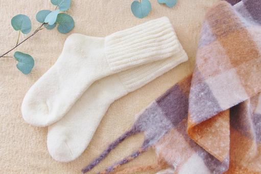 マフラーと厚手の靴下 冬,マフラー,起毛の写真素材