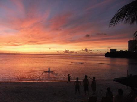 海辺の夕焼け 海辺の夕焼けの写真