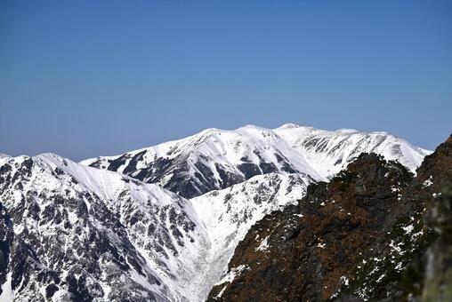 雪の双六岳 冬,山,風景の写真素材