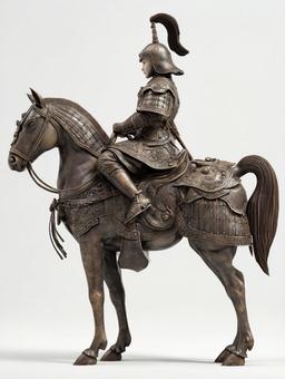 躍動感あふれる馬に乗った戦士の銅像の写真