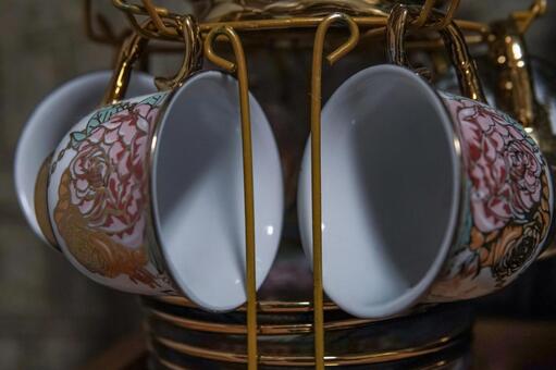 花柄の陶磁器カップ ティーカップ,カップ,茶器の写真素材