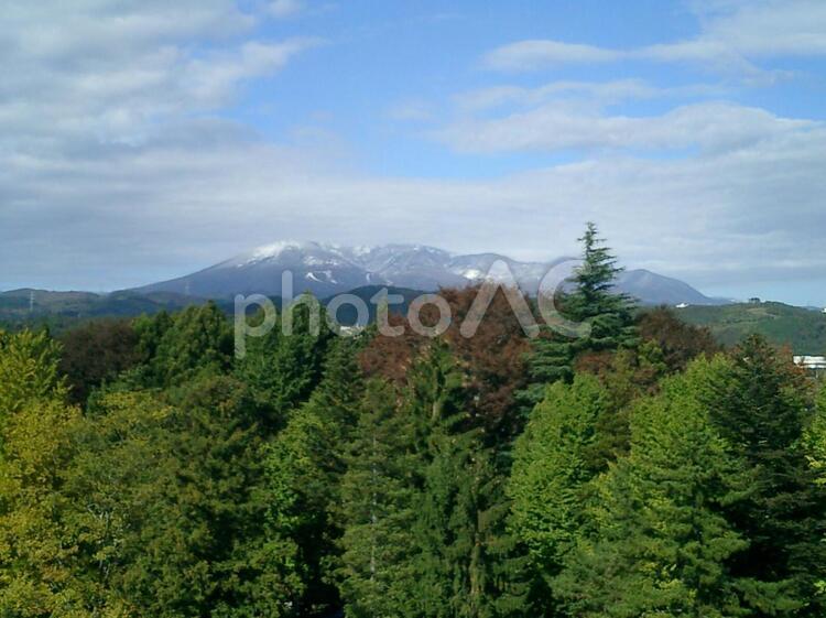 白石城三重櫓からの蔵王山 白石城の写真素材