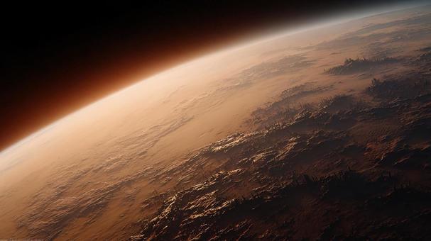 軌道上の視点から捉えた、廃墟となった惑星の写真