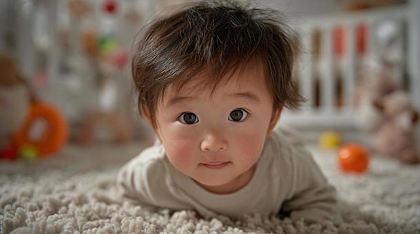 子供部屋でハイハイする赤ちゃん 12の写真