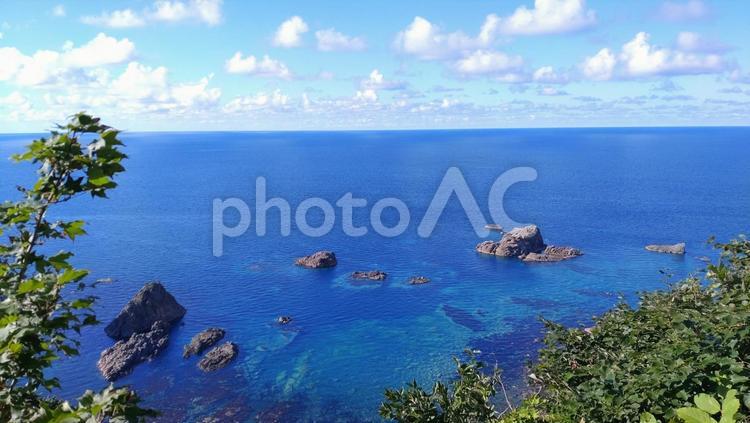 北海道積丹町島武意海岸展望台 海岸,風景,青空の写真素材