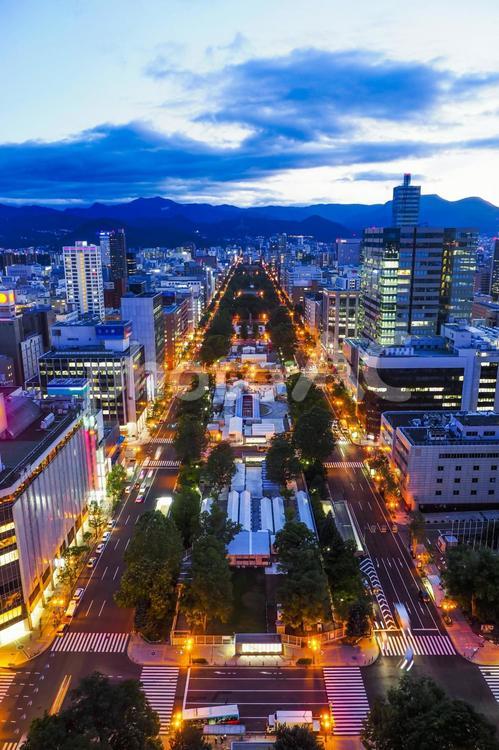 札幌大通公園の展望風景 北海道観光 札幌,大通公園,大通り公園の写真素材