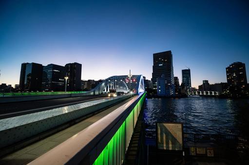 永代橋夜景 永代橋,東京,夜景の写真素材