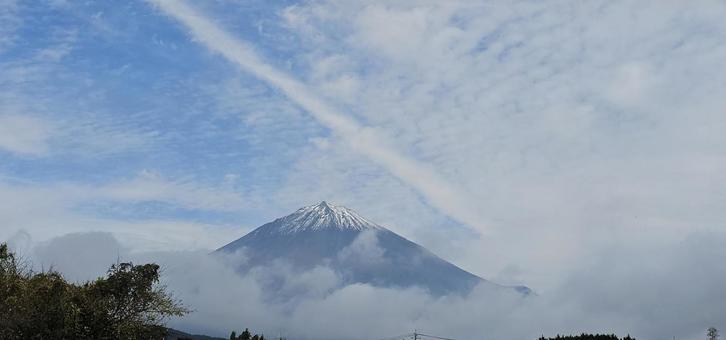 霧の中の富士山 富士山,霧,山の写真素材