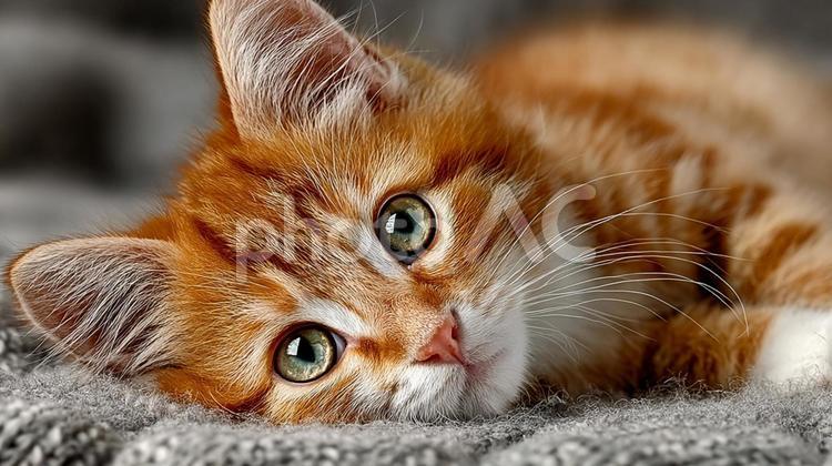 寝転がる茶トラの猫 猫,哺乳類,ほ乳類の写真素材