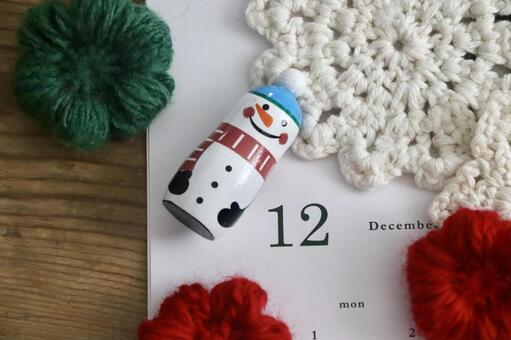 カレンダーとゆきだるま　１２月イメージ 12月,12,１２月の写真素材