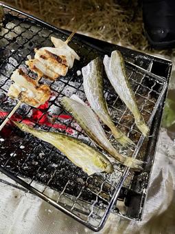 キャンプ料理 キャンプ料理 焚き火料理,キャンプ,アウトドアの写真素材