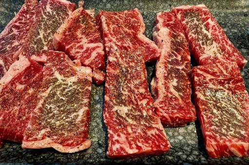 牛カルビ 焼肉,肉,牛肉の写真素材