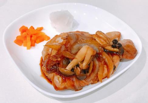 ポークソテー ポークソテー ポークソテー,豚ロース肉,ロース肉の写真素材