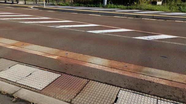 消雪パイプのある道路 道路,歩道,車道の写真素材