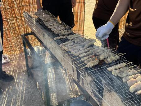 焼き鳥 焼き鳥,炭火,串の写真素材