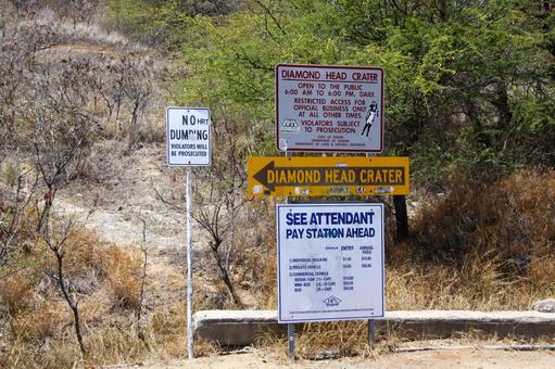 ダイアモンドヘッド標識一風景(ハワイ) ダイアモンドヘッド標識,オアフ島,ハワイの写真素材
