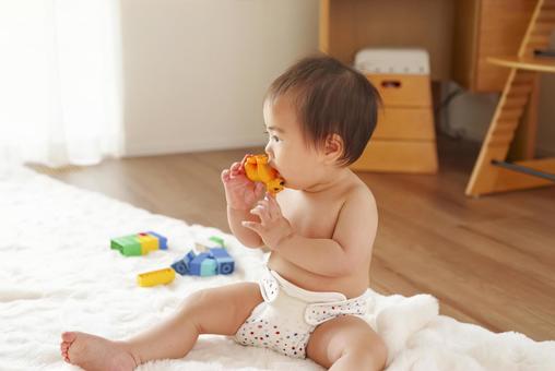 知育玩具で楽しく遊ぶ乳幼児 知育玩具で楽しく遊ぶ乳幼児 知育玩具,知育,教育の写真素材