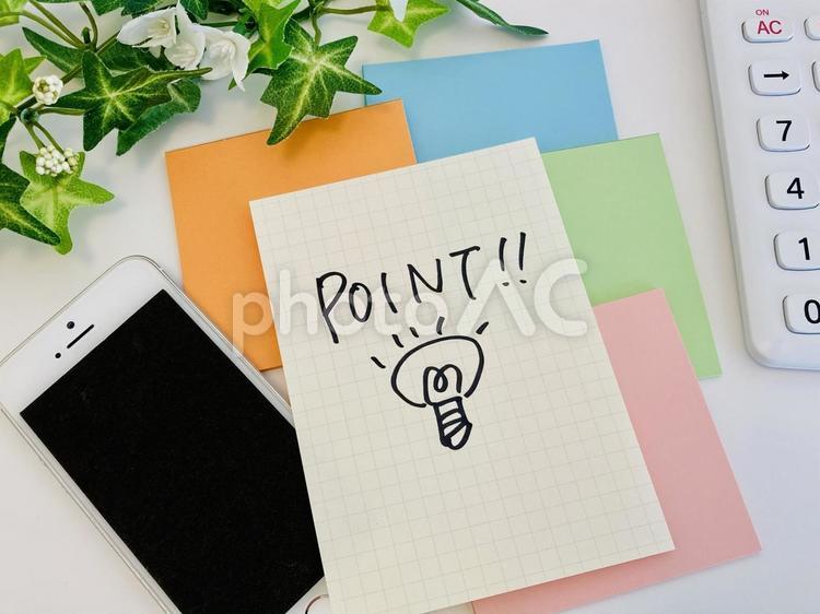 スマホ＋POINT＋豆電球 ポイント,豆電球,スマホの写真素材