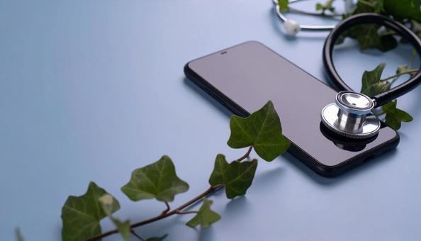 オンライン診療のイメージ　水色背景の写真